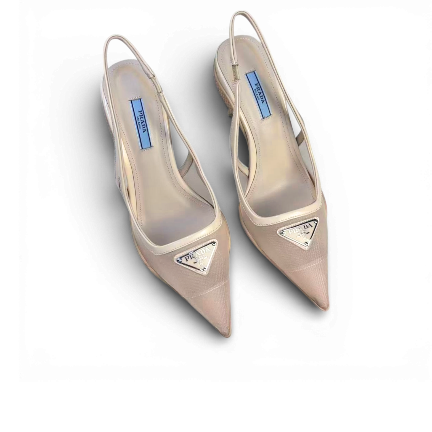 Pra*a Mesh Fabric Slingback Pumps Beige For Women PRD 1I828M_099_F0F24_F_045