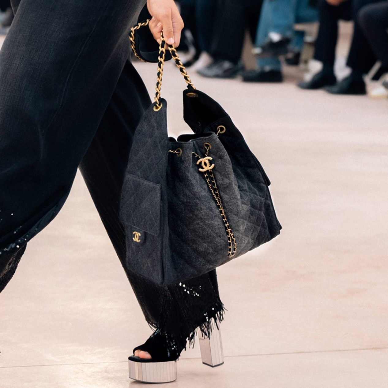 Ch**el 25 Medium Handbag Denim Black For Women 11.8in/30cm AS5311-B20520-U0725