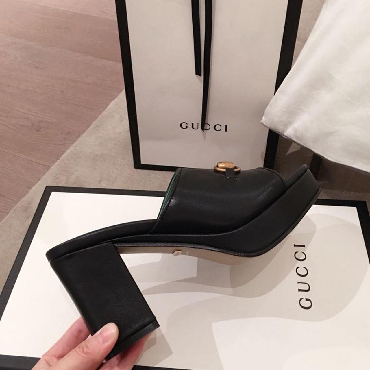 Gvc*1 Horsebit Platform Mules Black For Women