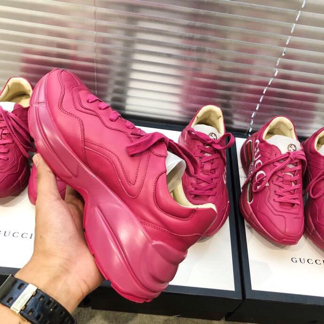 Gvc*1 Women’s Rhyton Gvc*1 Logo Sneaker Pink For Women GG