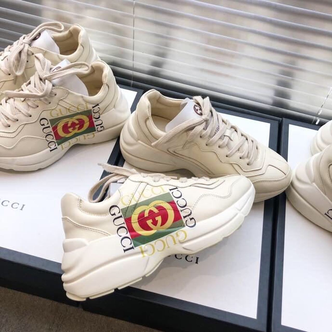 Gvc*1 Women’s Rhyton Sneaker With Gvc*1 Logo White For Women GG