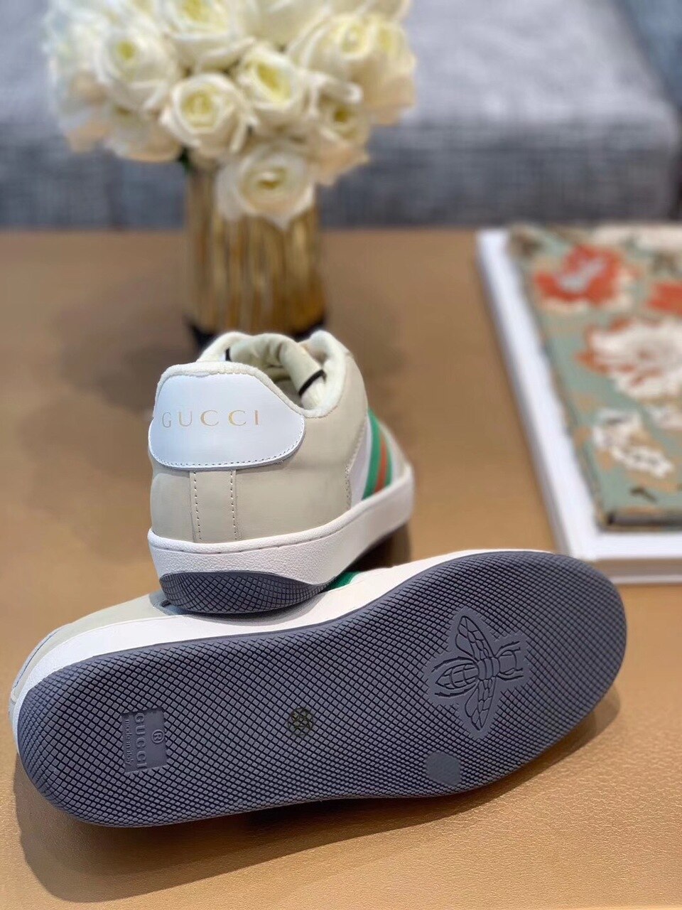 Gvc*1 Women’s Screener Sneaker With Web Beige/White For Women GG