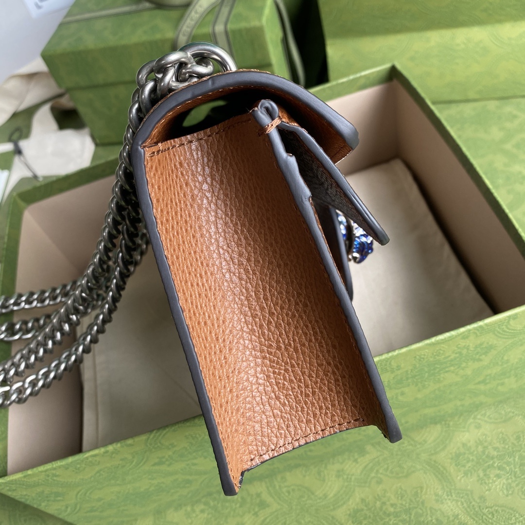 Gvc*1 Dionysus Small Shoulder Bag Dark Blue And Ivory Eco Washed Organic GG Jacquard Deni For Women 11in/28cm 400249 2KQFN 4483