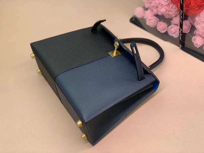 H**me5 Kelly 28 Sellier Epsom Bag Black/Navy Blue For Women, Women’s Handbags, Shoulder Bags 11in/28cm