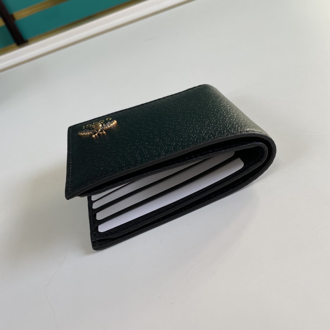 Gvc*1 Bee Logo Black Bi-Fold Wallet For Men, Men’s Wallet 11cm/4.3in GG 523664