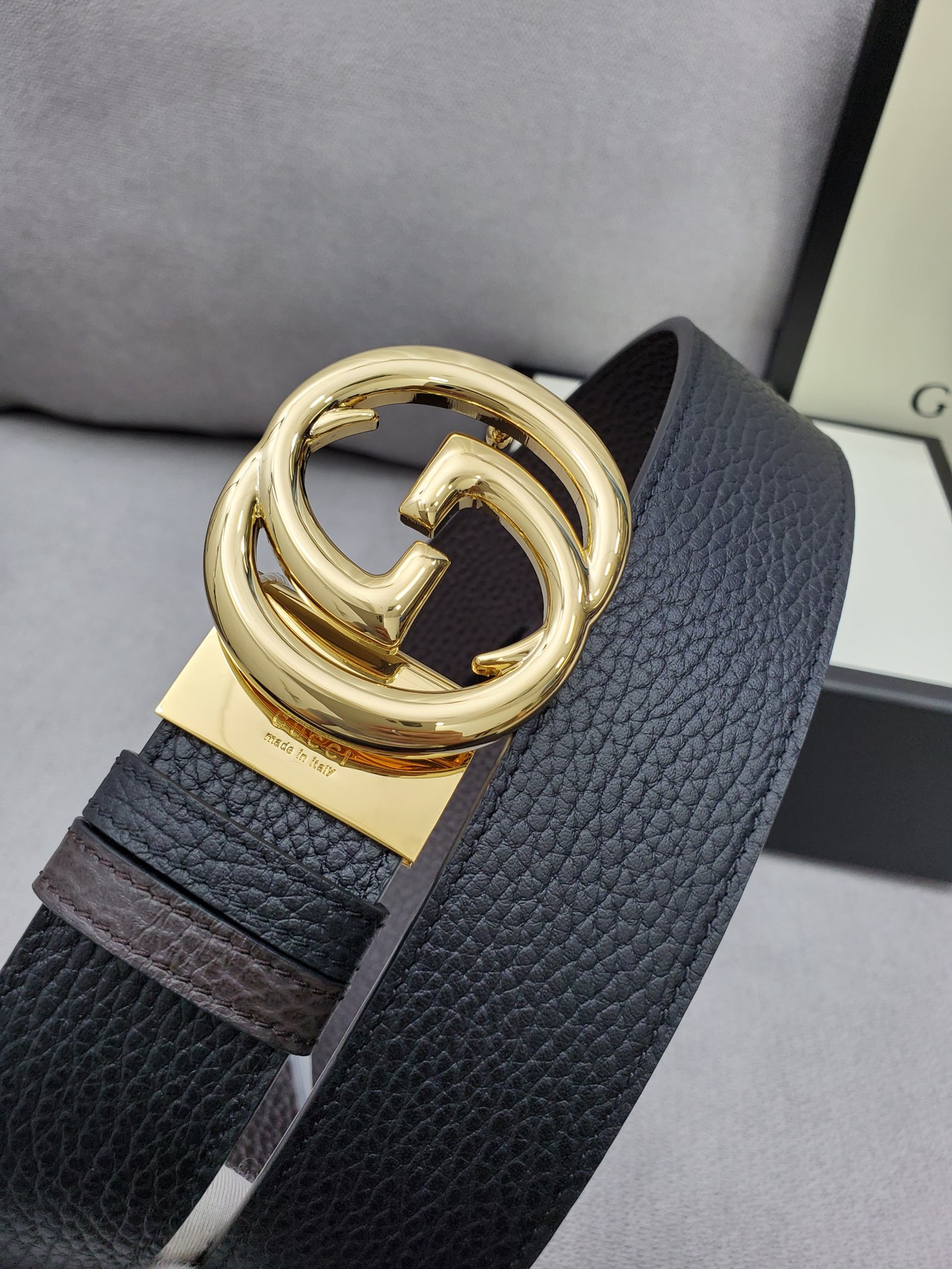Gvc*1 Belt With Interlocking G Buckle Black For Women, Women Belt