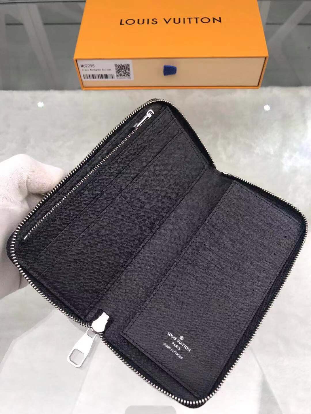 L0vis Vvtt0n Zippy Wallet Vertical Canvas Black For Men, Men’s Wallet 7.9in/20cm LV M62295