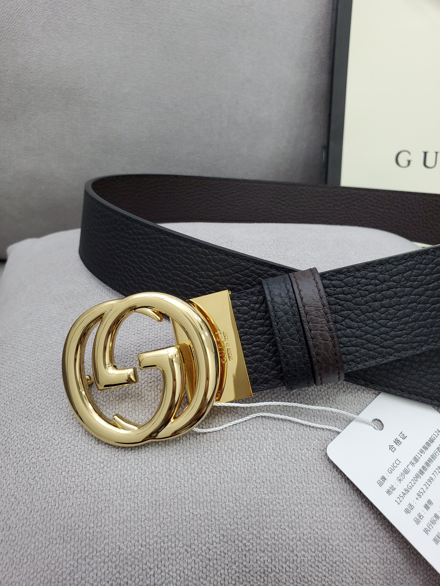 Gvc*1 Belt With Interlocking G Buckle Black For Women, Women Belt