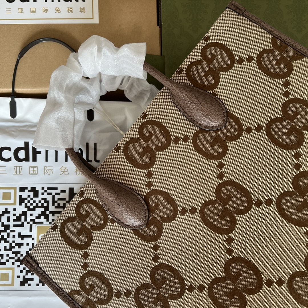 Gvc*1 Tote Bag With Jumbo Camel And Ebony Jumbo GG Canvas For Women 14.6in/37cm ‎678839 UKMDG 2570