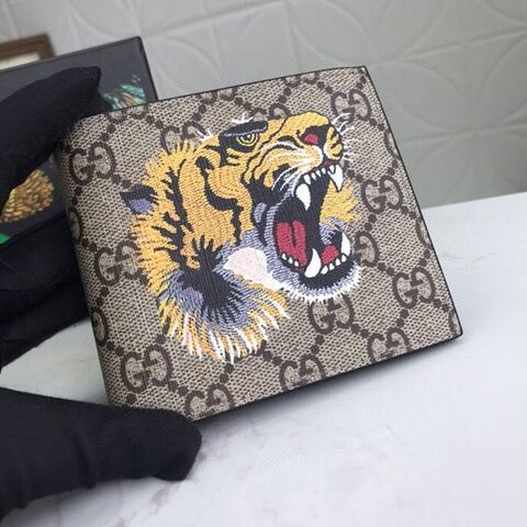 Gvc*1 Tiger Print GG Svp*me Bi-Fold Wallet For Men, Men’s Wallet 11cm/4.3in GG 451268 K5Z1N 8666
