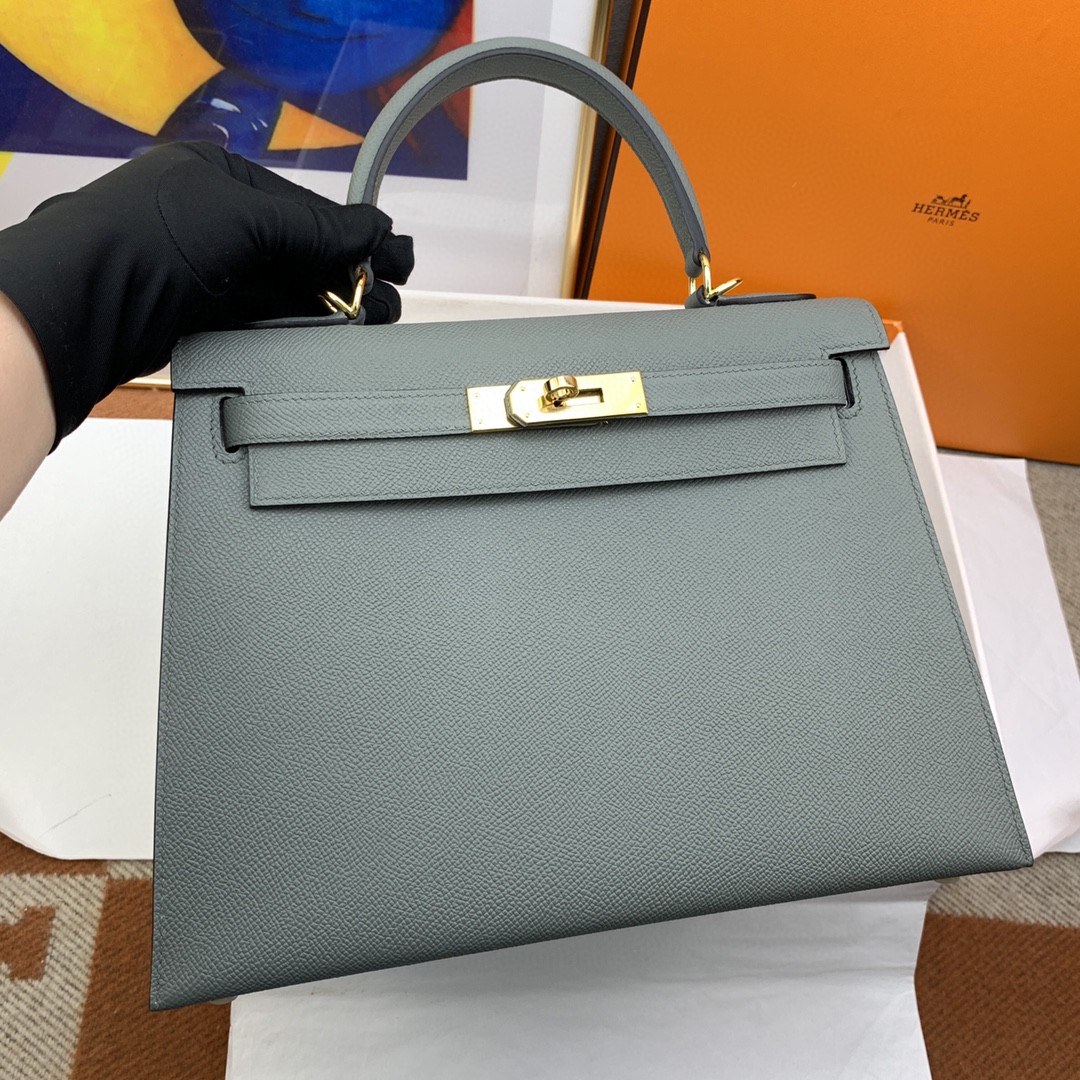 H**me5 Kelly 28 Sellier Epsom Grey Bag For Women, Women’s Handbags, Shoulder Bags 11in/28cm