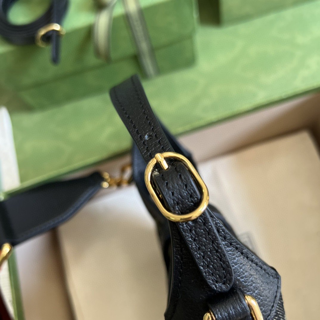 Gvc*1 Jackie 1961 Mini Shoulder Bag Black And Ivory GG Denim Jacquard For Women 7.5in/19cm GG 685127 UN3AG 1294