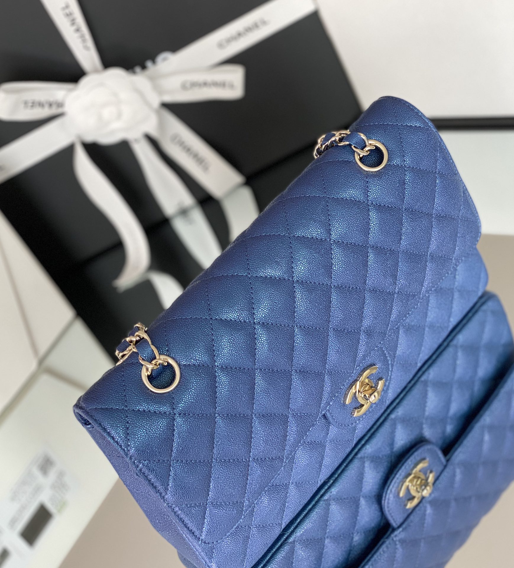 Ch**el Classic Handbag 26cm Blue For Women A01112