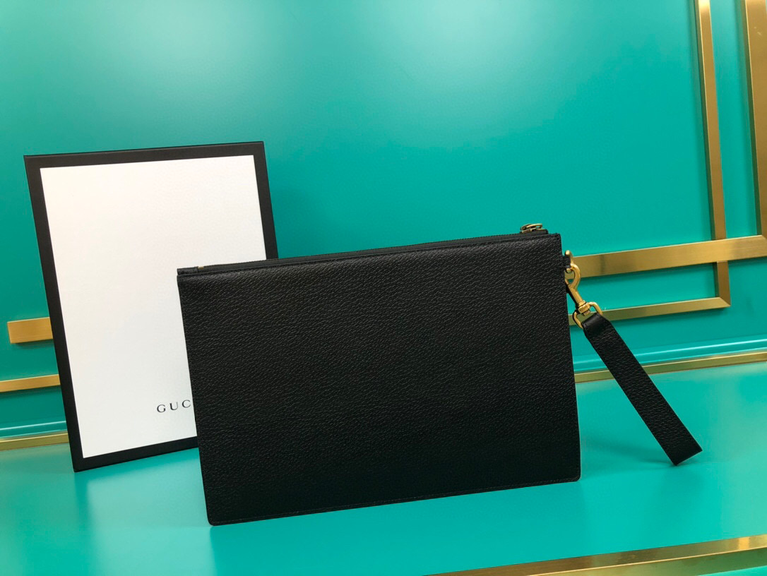 Gvc*1 Animalier Pouch Black with Bee Detail For Men, Men’s Pouch 12in/31cm GG 523684 DJ20T 1000