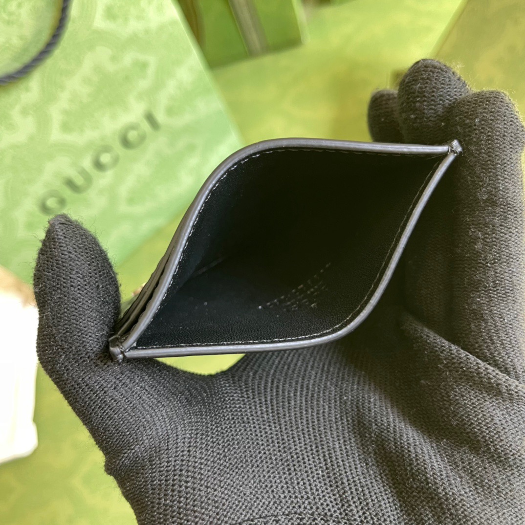 Gvc*1 Signature Card Case Black Metal Hardware For Men 4in/10cm GG ‎473927 CWC1N 1000