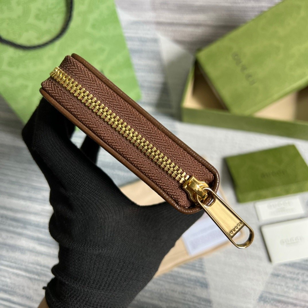 Gvc*1 Ophidia GG Zip Around Wallet With Interlocking G Brown For Men 8in/19cm GG 673003 92TCG 8563