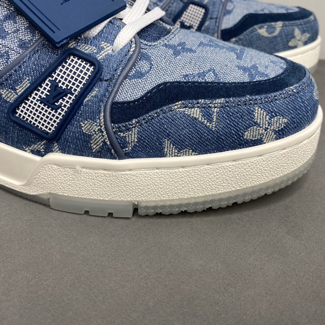 L0vis Vvtt0n Trainer Sneaker Rubber Monogram Denim Blue  Virgil Abloh For Men LV