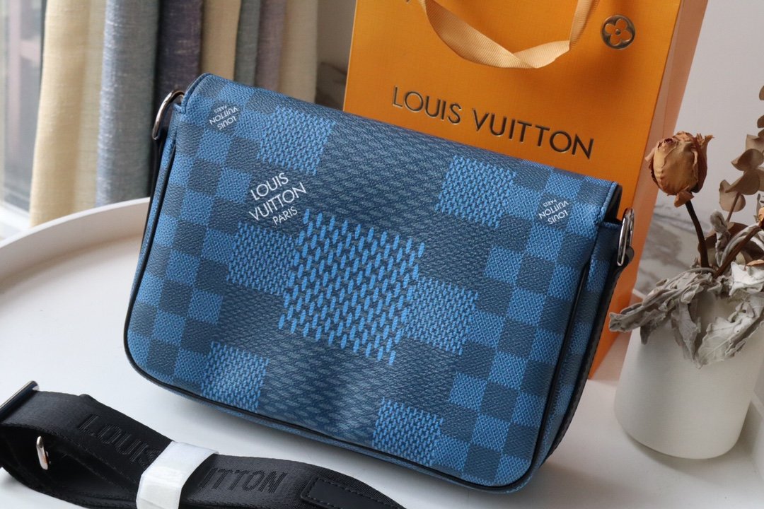 L0vis Vvtt0n Studio Messenger Damier Graphite Blue For Men, Men’s Bags, Shoulder And Crossbody Bags 9.3in/25.3cm LV N50026