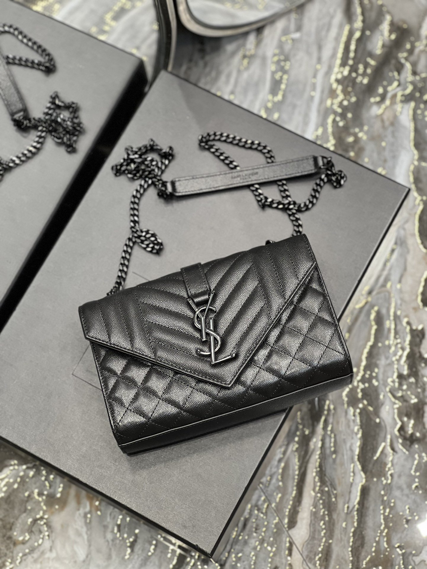 Sa1nt Lau*nt Small Bag Black In Mix Matelasse For Women 8.2in/21cm Y51 600195BOW981000