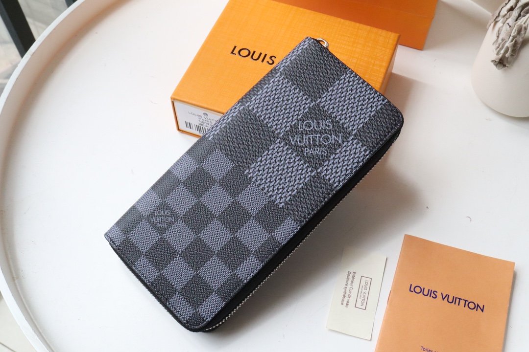 L0vis Vvtt0n Zippy Wallet Vertical Damier Graphite For Men, Men’s Wallet 7.9in/20cm LV
