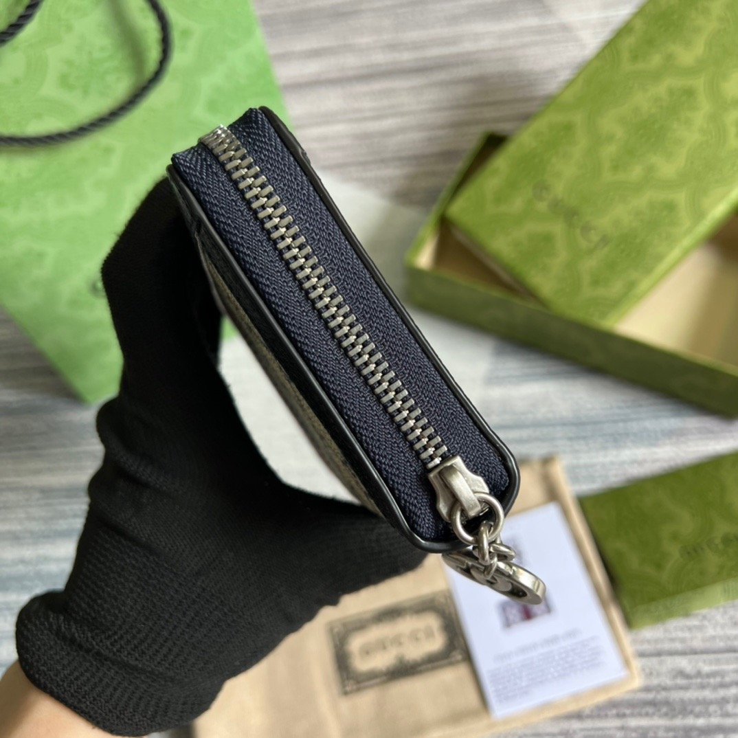 Gvc*1 Ophidia GG Zip Around Wallet Beige With Red and Dark Blue Stripes With Silver Hardware For Men 8in/19cm GG