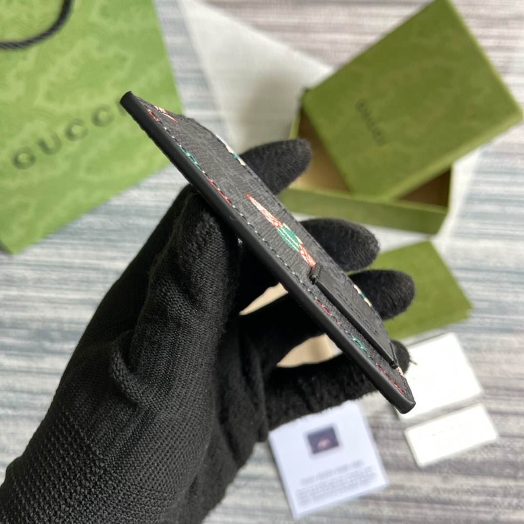 Gvc*1 Card Case Black with Bees Signature For Men 4in/10cm GG