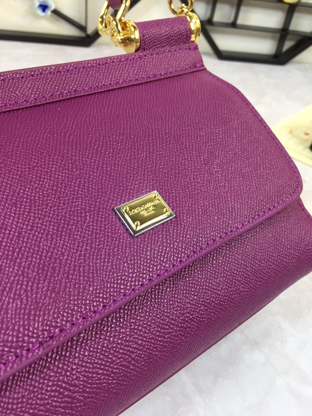 Dolce & Gabbana Medium Sicily Handbag In Dauphine Violet For Women 10.2in/26cm DG