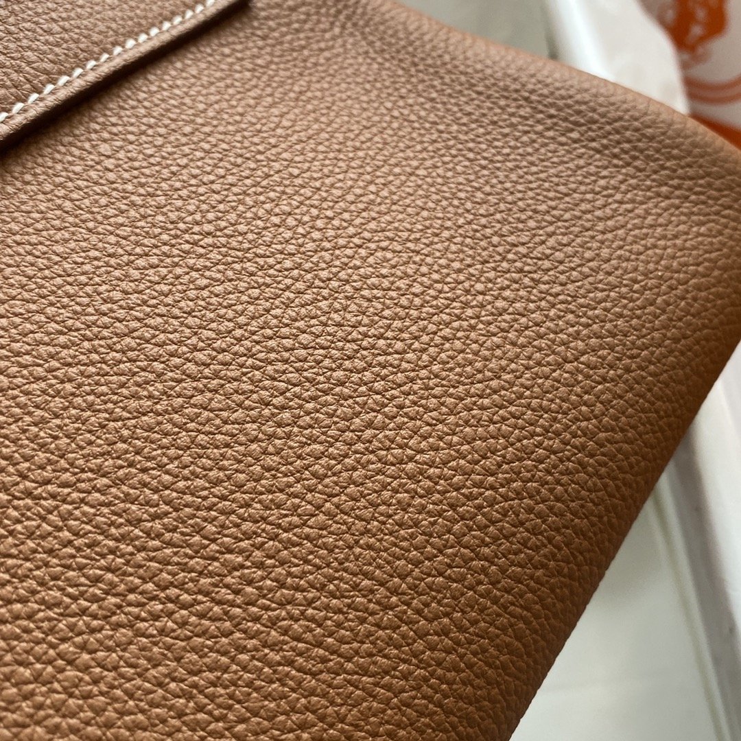 H**me5 Shoulder Kelly CK37 Brown For Women Gold Color Hardware 16.5in/42cm