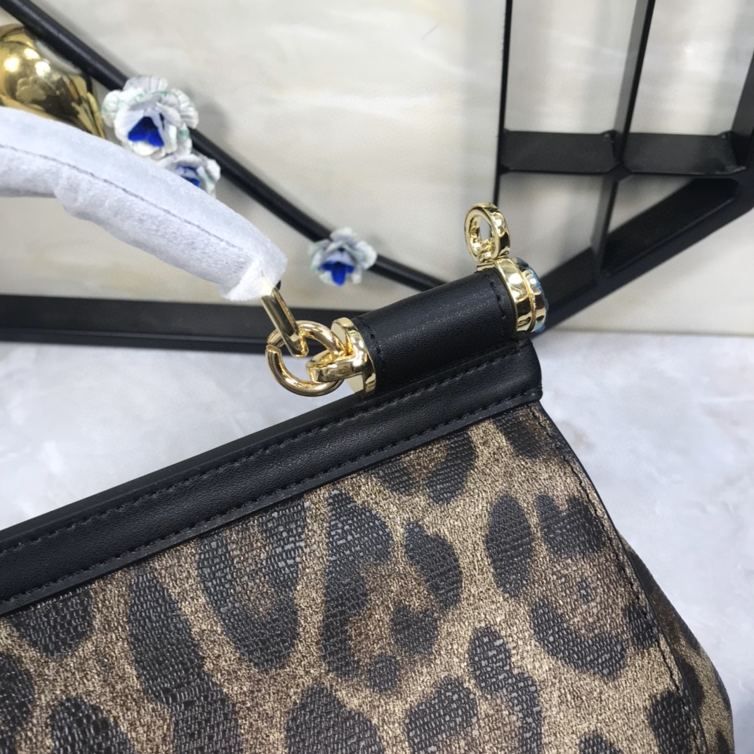 Dolce & Gabbana Leopard Print Small Sicily Top Handle Bag Muticolour For Women 7.8in/20cm DG