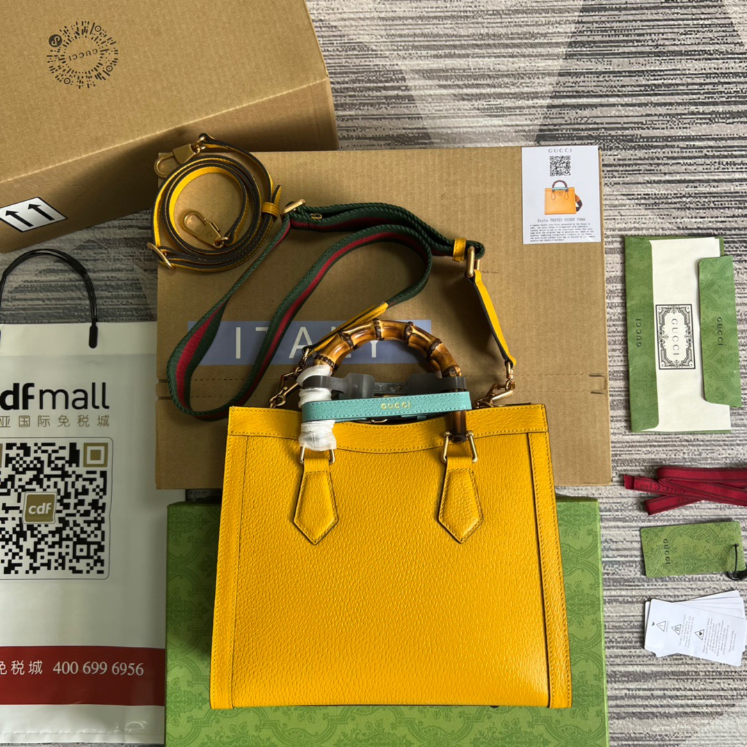 Gvc*1 Diana Medium Tote Bag Yellow For Women, Women’s Bags 11in/27cm GG ‎