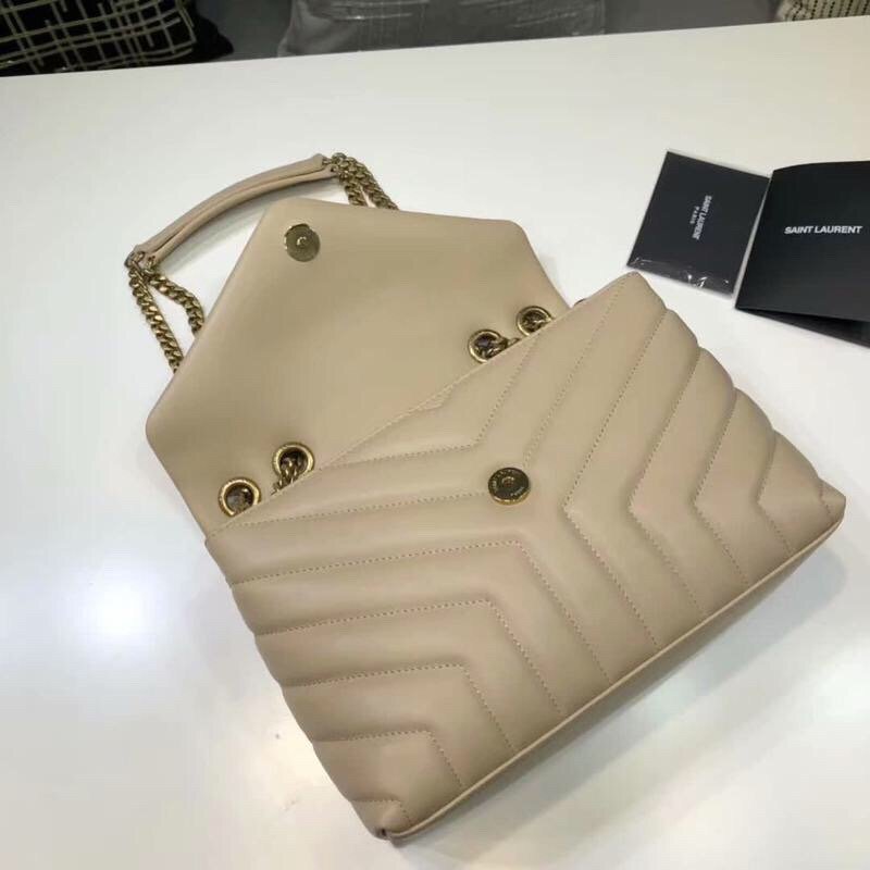 Sa1nt Lau*nt Loulou Small Chain Bag In Matelassé “Y” Beige For Women 9.8in/23cm Y51 494699DV7272721