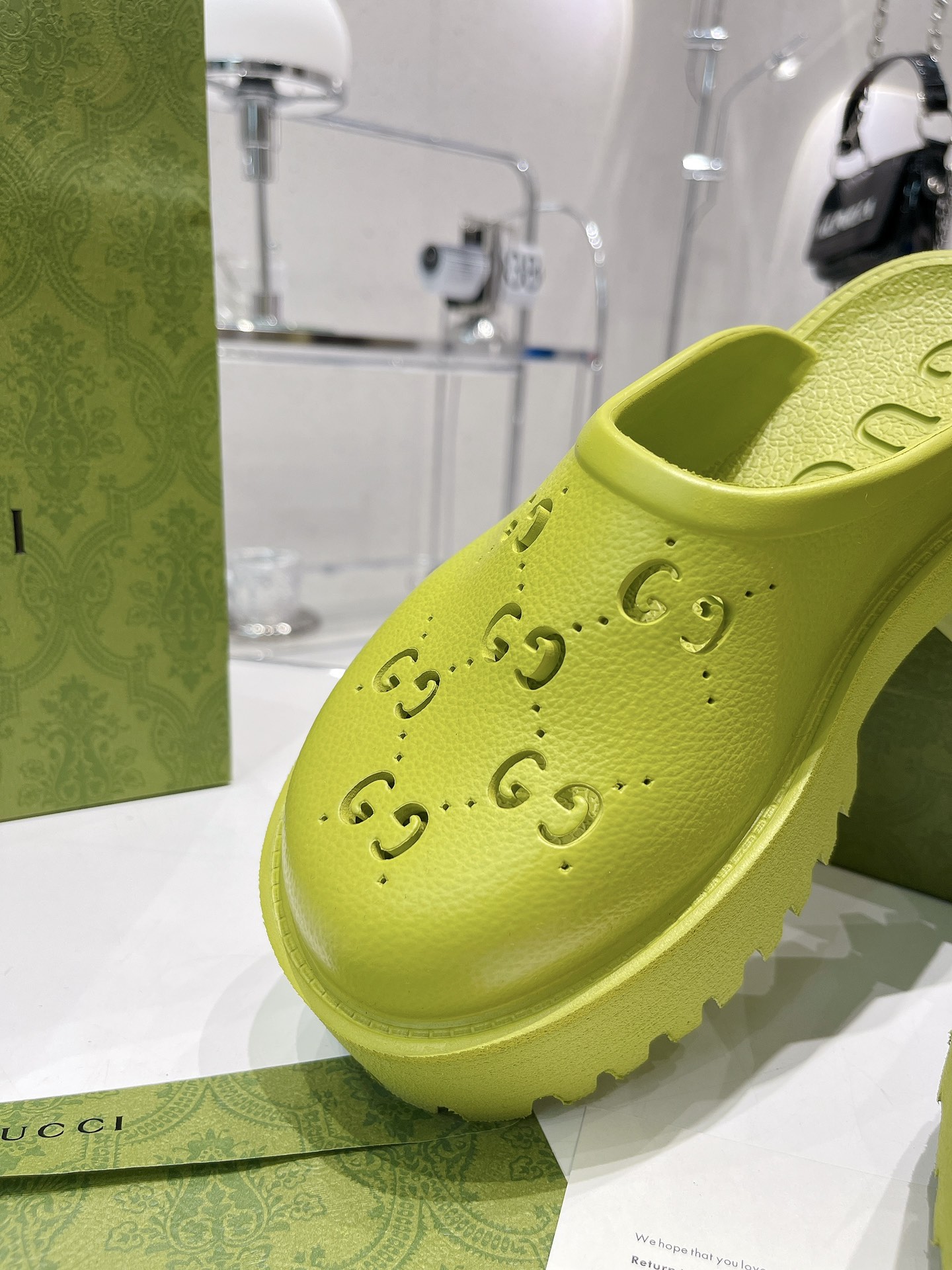 Gvc*1 Women’s Platform Perforated G Sandal Light Green For Women GG