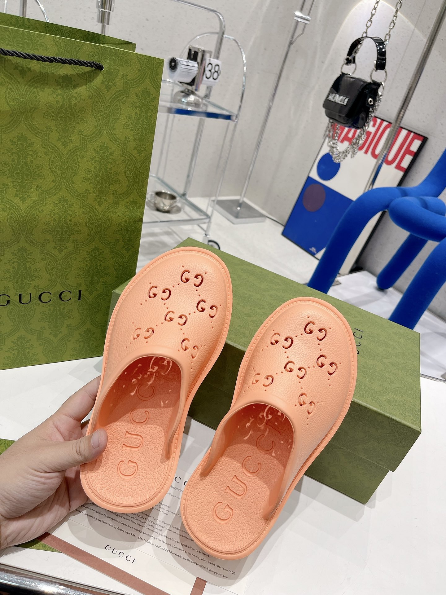 Gvc*1 Women’s Platform Perforated G Sandal Peach For Women GG 663577 JFB00 6707