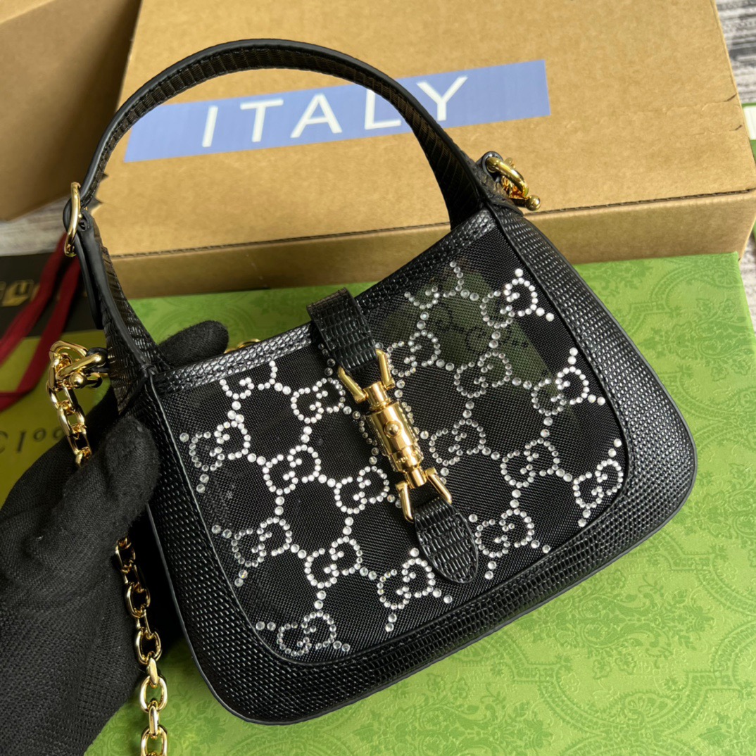 Gvc*1 Jackie 1961 Mini Shoulder Bag Black For Women, Women’s Bags 7.5in/19cm GG