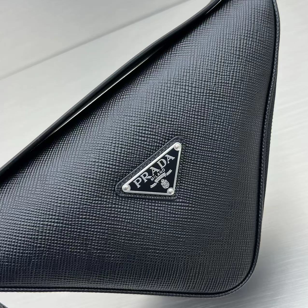 Pra*a Triangle Mini Bag Black For Women, Women’s Bags 9.8in/25cm