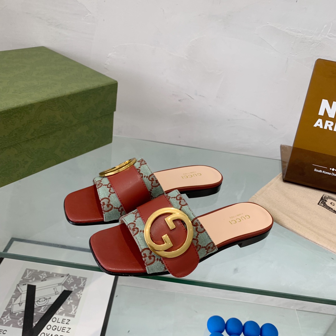 Gvc*1 Blondie Matelasse Canvas Slide Sandal Red For Women GG