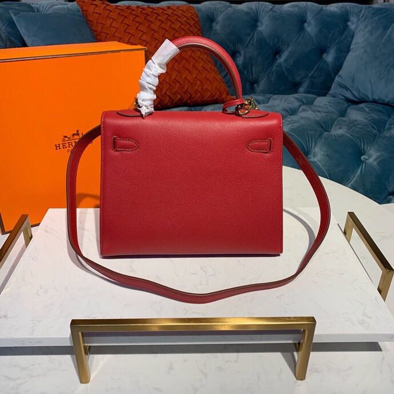 H**me5 Kelly Tomate For Women Gold Toned Hardware 10in/25cm