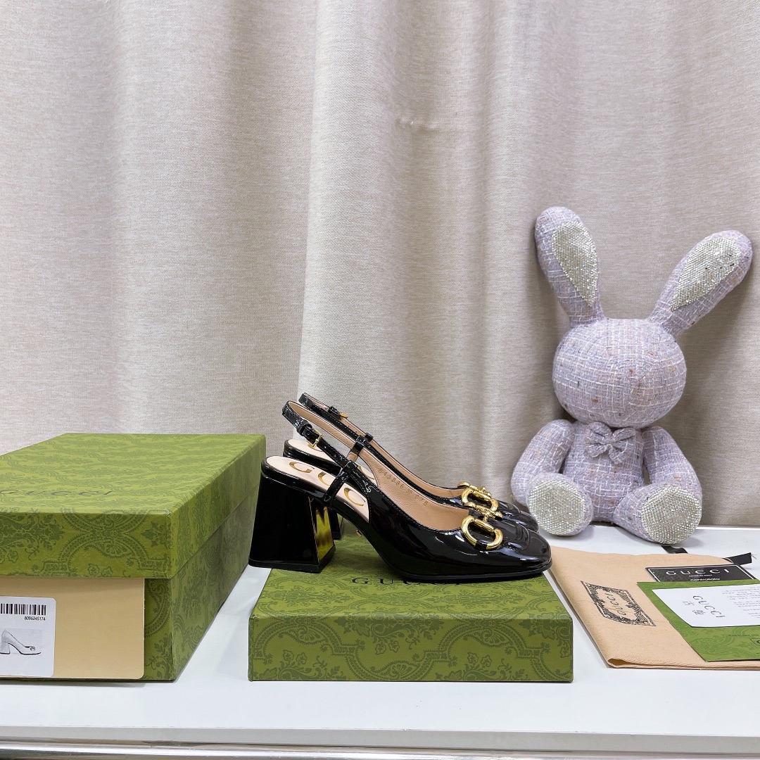 Gvc*1 Women’s Mid-Heel Slingback With Horsebit Black For Women GG 643892 BNC00 1000