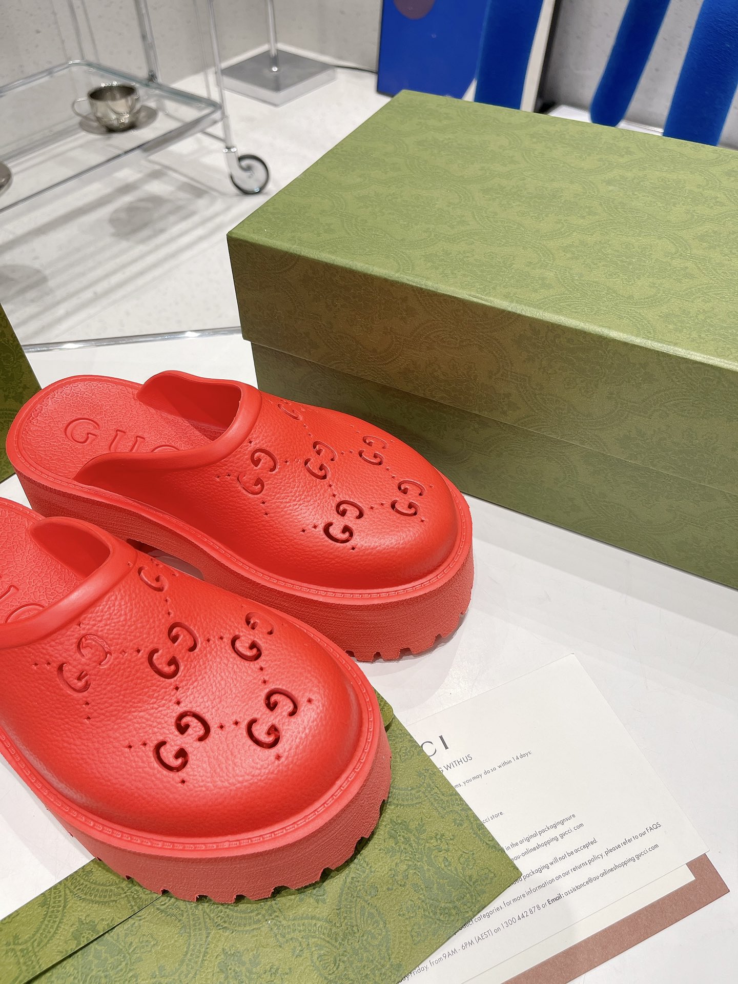 Gvc*1 Women’s Platform Perforated G Sandal Red For Women GG