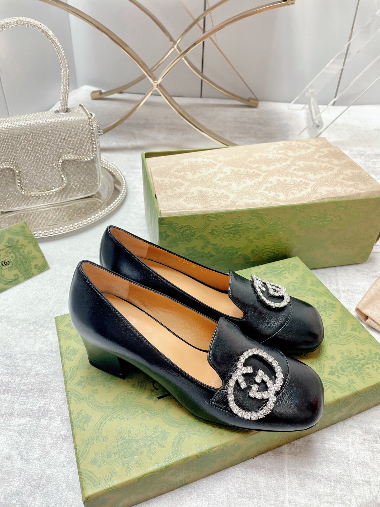 Gvc*1 Women’s Mid-Heel Pump With GG Logo Black For Women GG