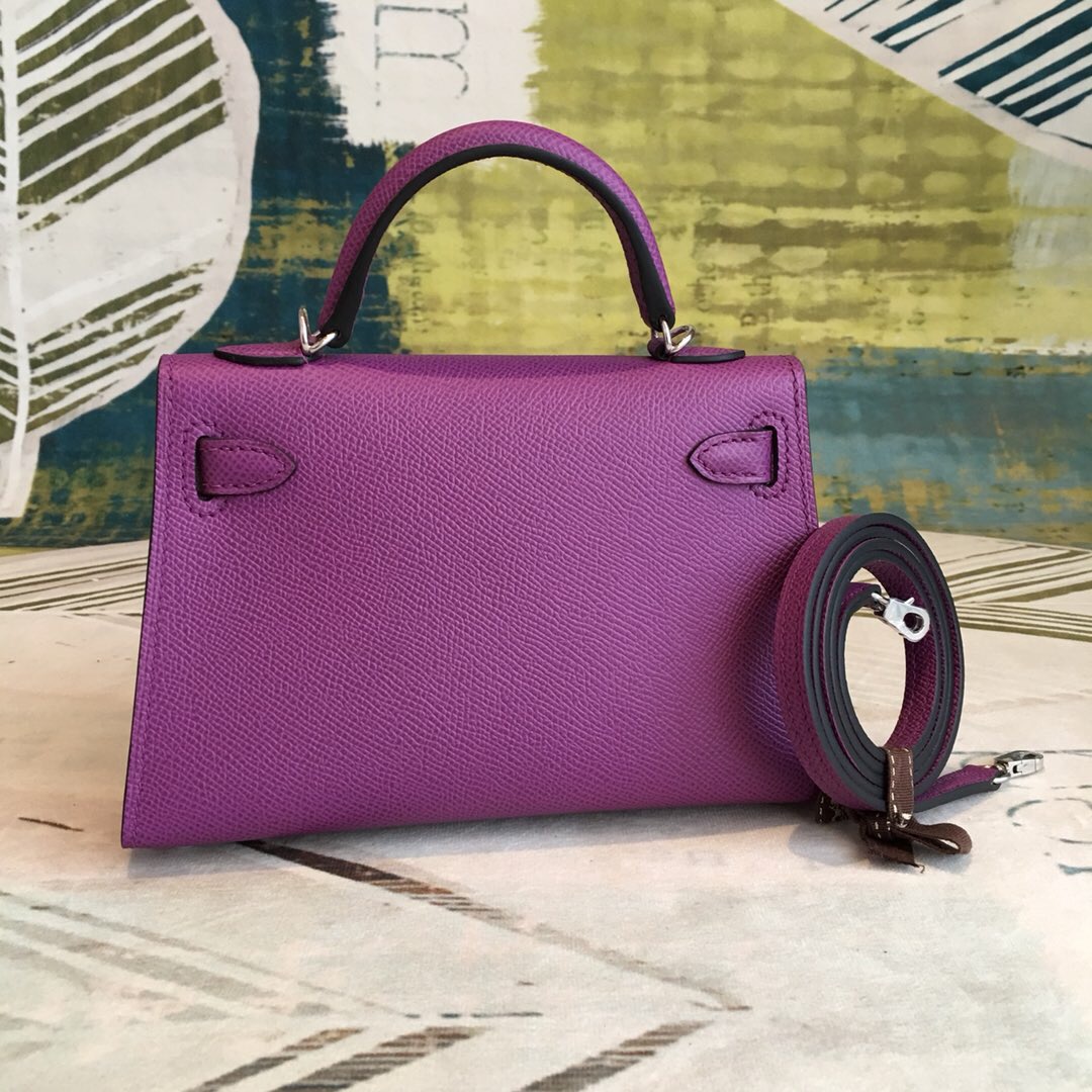 H**me5 Mini Kelly Violet For Women Silver Toned Hardware 7.5in/19cm