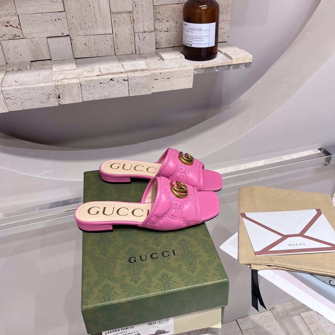 Gvc*1 Women’s Slide Sandal With Double G Pink For Women GG