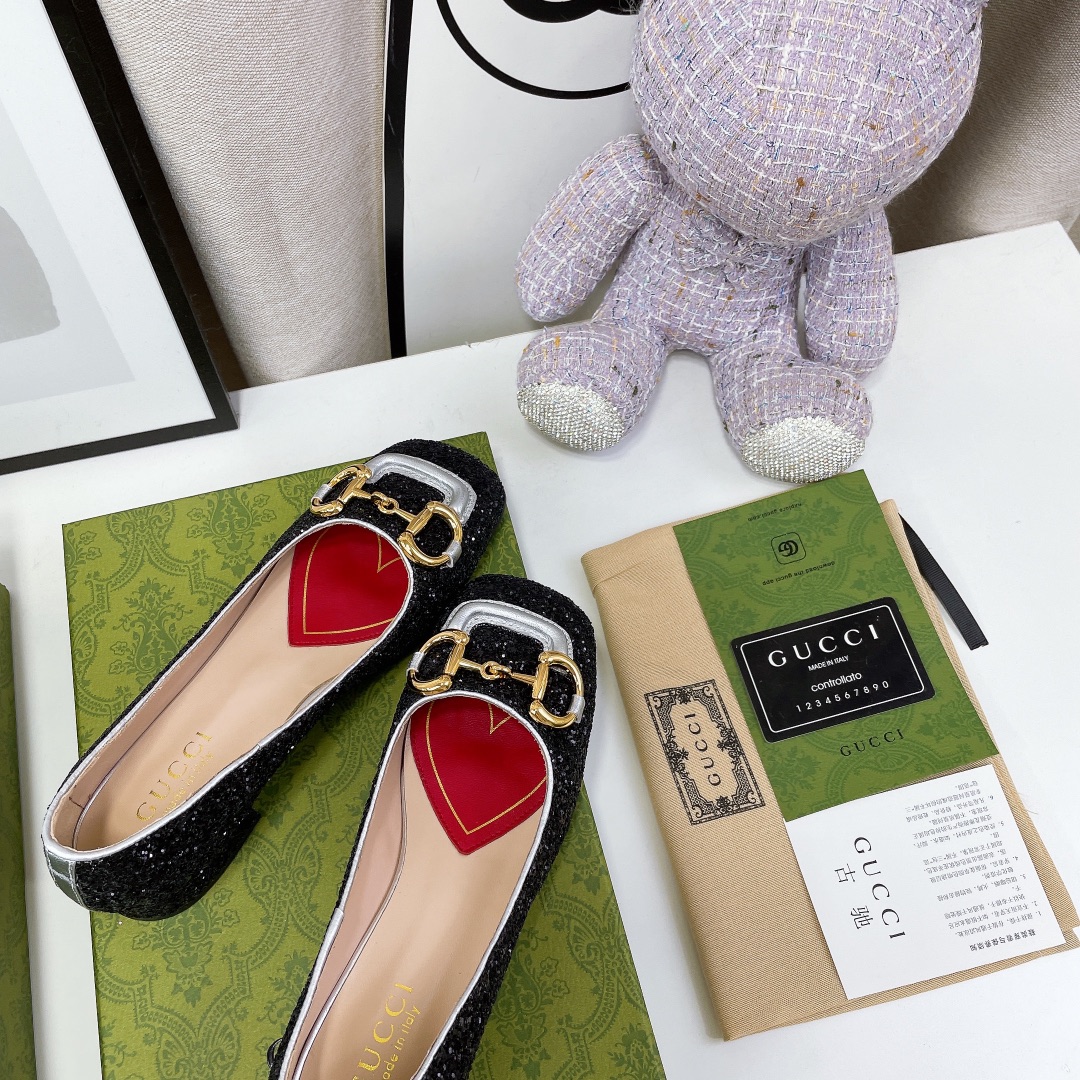 Gvc*1 Lovelight Crystal Ballet Flat With Horsebit Black For Women GG