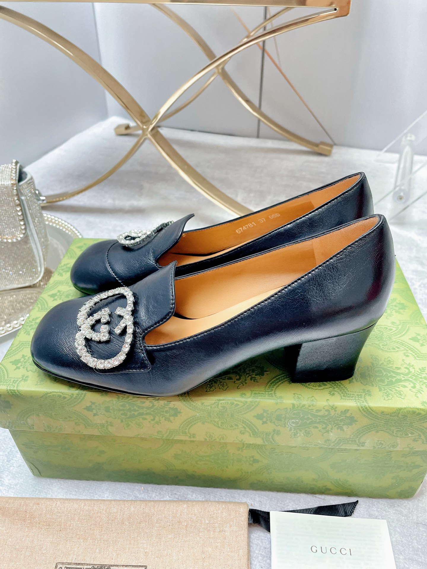 Gvc*1 Women’s Mid-Heel Pump With GG Logo Black For Women GG