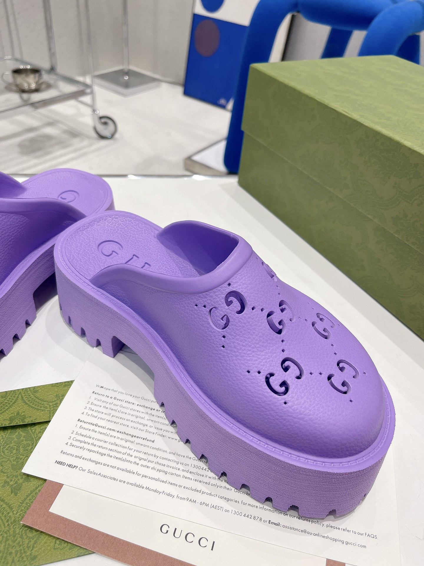 Gvc*1 Women’s Platform Perforated G Sandal Light Blue For Women GG