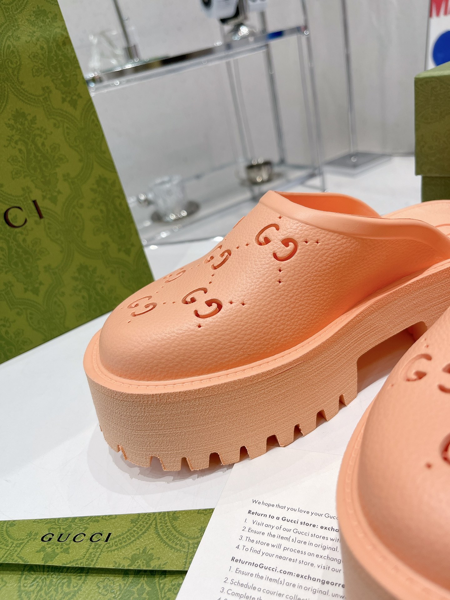 Gvc*1 Women’s Platform Perforated G Sandal Peach For Women GG 663577 JFB00 6707