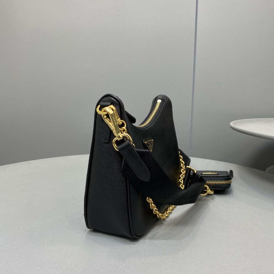 Pra*a Re-Edition 2005 Saffiano Shoulder Bag Black For Women, Women’s Bags 9.4in/24cm