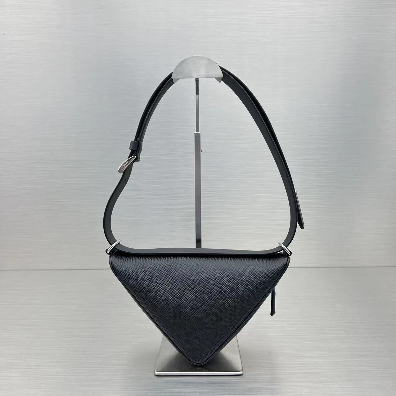 Pra*a Triangle Mini Bag Black For Women, Women’s Bags 9.8in/25cm