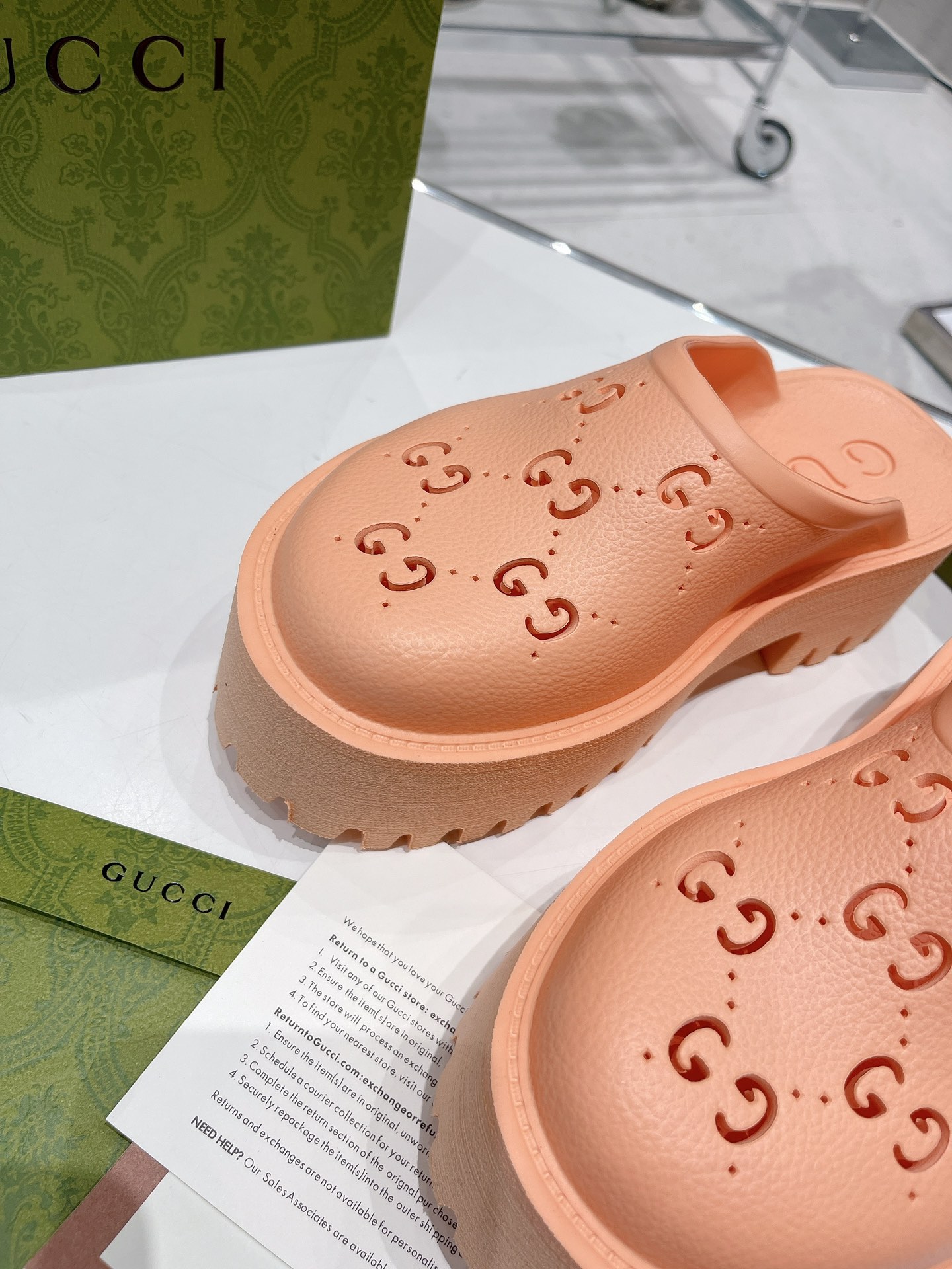 Gvc*1 Women’s Platform Perforated G Sandal Peach For Women GG 663577 JFB00 6707