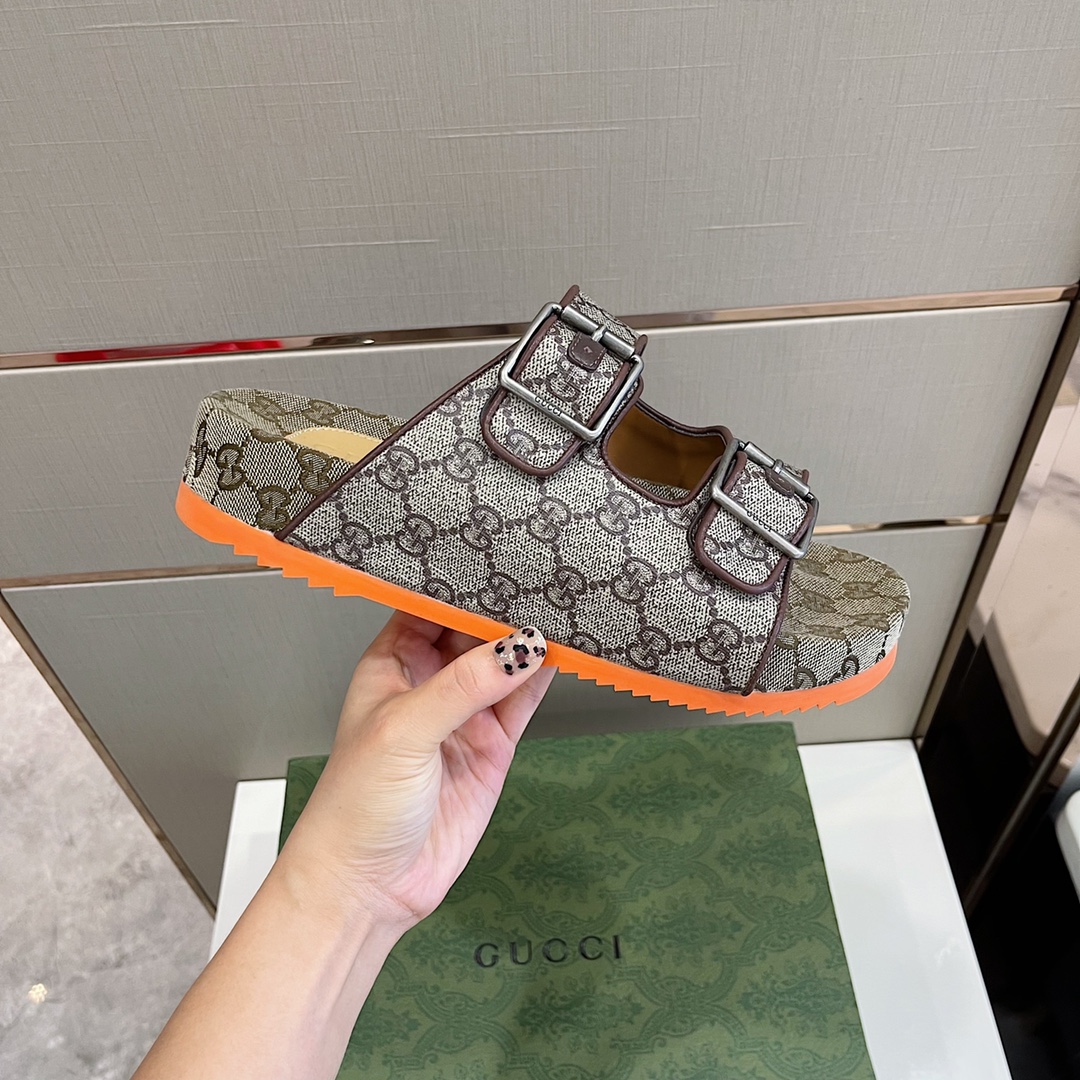 Gvc*1 Women’s Slide Sandal With Straps Beige And Grey For Women GG